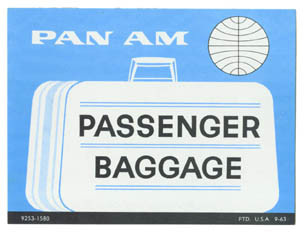A 1960s Pan Am passenger baggage label